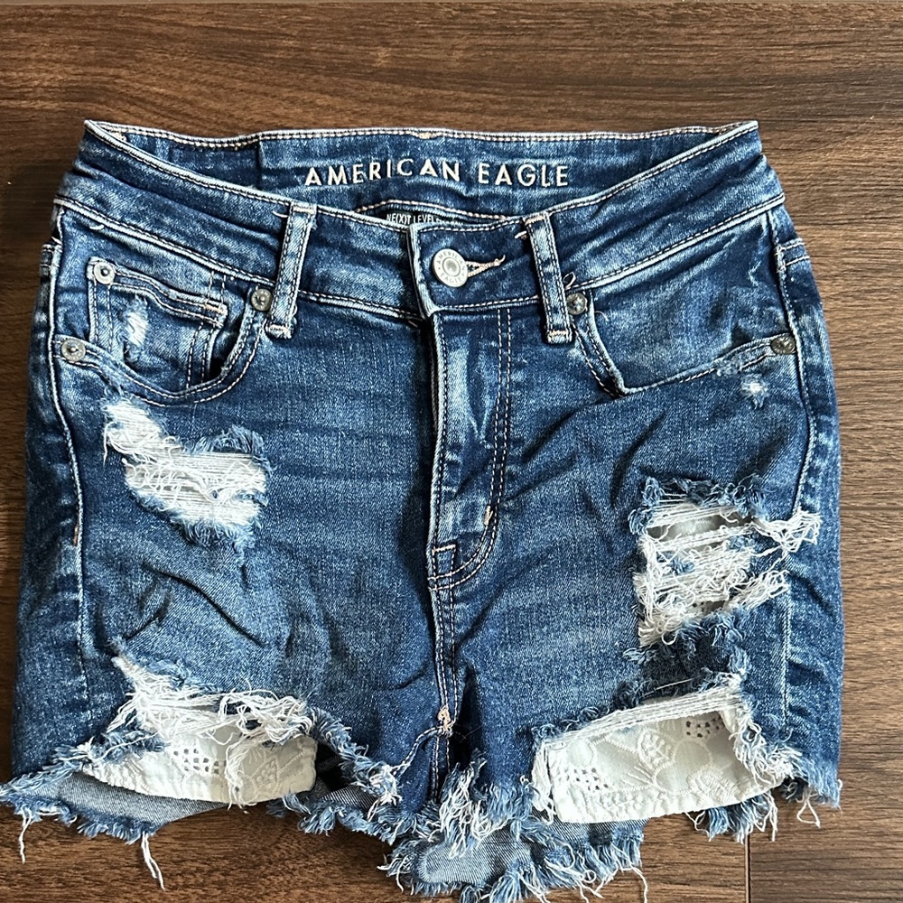 American Eagle Outfitters Ripped Blue Jean Shorts